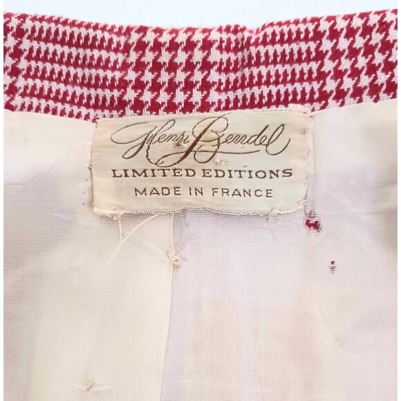 Vtg Henri Bendel Limited Edition Red Wool Plaid Tailored Jacket Made France Sz S - Picture 5 of 13